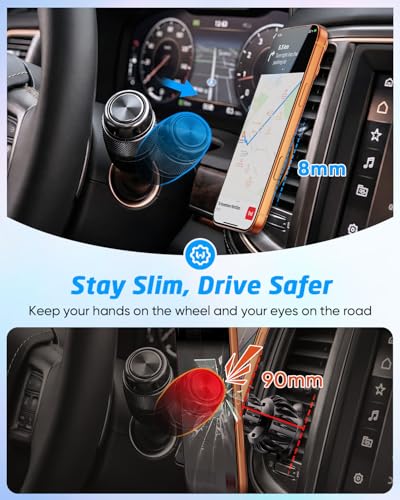 Magnetic Phone Holder for Car [2 Pack], Universal Air Vent Magnetic Phone Mount, Compatible with MagSafe Phones Using Adapter Ring or Plate, Includes 2 Metal Plates