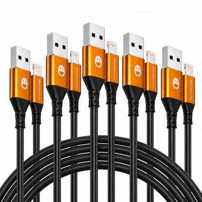 SMALLElectric 5 Pack MFi iPhone Charger 1ft, Short Lightning Cable,Gold - color: Gold, size: 1 Foot