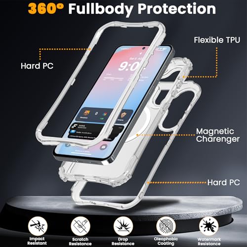 WRJ Magnetic Matte for Samsung Galaxy S26 FE Case,Samsung S25 FE Case [Fit for MagSafe][Military Grade Drop Protection] Translucent Shockproof Protective Phone Case-Clear - color: Clear, style: Matte