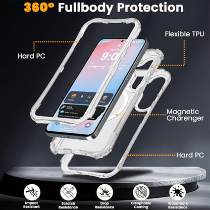WRJ Magnetic Matte for Samsung Galaxy S26 FE Case,Samsung S25 FE Case [Fit for MagSafe][Military Grade Drop Protection] Translucent Shockproof Protective Phone Case-Clear - color: Clear, style: Matte