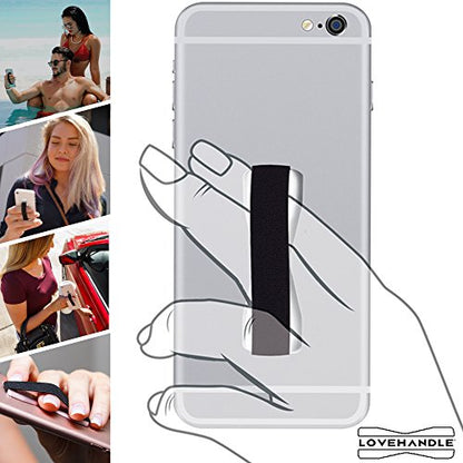 LOVEHANDLE Original Phone Grip - Black Strap, White Base