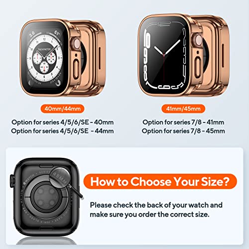 2-Pack Waterproof Case for 41mm Apple Watch Series 9/8/7 - color: Black/Rose Gold, size: 41mm (Series 9/8/7)