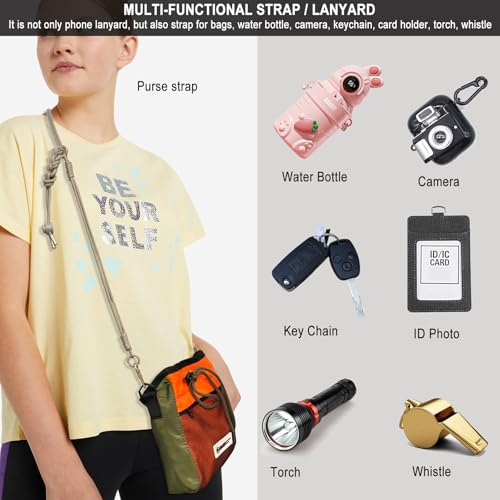 DAOSUN Phone Lanyard CellPhone Strap Crossbody, 3 in 1 Detachable Anti Theft Phone Cross Body Strap - color: Gray-5mm Paracord