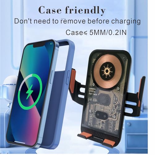 Wireless Car Charger Mount, 15W Fast Charging Auto Clamping Car Charger holder For iPhone/Samsung For IPhone 18 Pro Max 17 16 15 14 13 12 Pro,Samsung Galaxy S26 Ultra S25 S24 Ultra S23 S22 Pixel 11 10