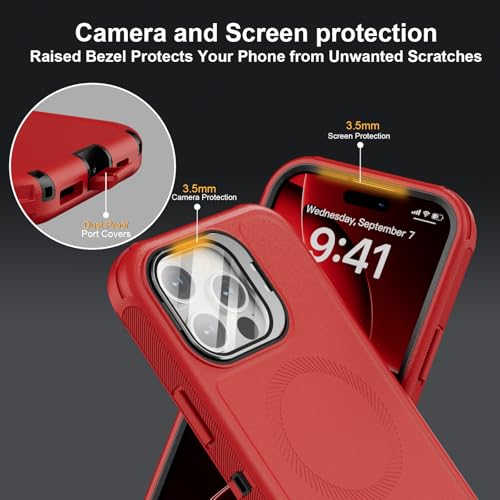 Follaroma for iPhone 16 Pro Case,Magnetic,Heavy Duty Case,6.3'',Red - color: Red, size: iPhone 16 Pro 6.3''