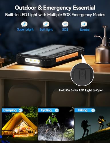 Solar Charger Portable Power Bank 20000mah External Battery Pack for iphone - color: Orange-Black