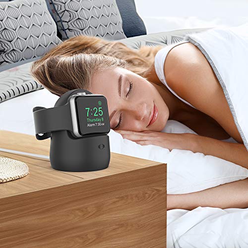 AhaStyle iWatch Stand Silicone Charging Dock Holder for Apple Watch Series - color: Black