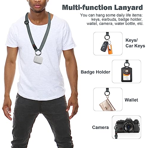 Dual-use Adjustable Lanyard End-to-end Connection Lanyard Anti-lost Neck Strap Holder for Keys Wallet Camera - color: Steel Gray Lanyard, size: Long Crossbody Lanyard - Cotton
