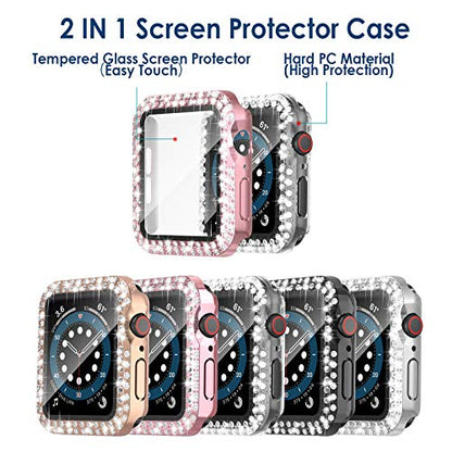 Simpeak 5-Pack Women Bling Screen Protector Case Compatible with Apple Watch 38mm 40mm 41mm 45mm Series 10 42mm 46mm, Screen Case Compatible with iWatch Series 10 9 8 7 6 5 4 3 2 1 (40mm) - size: 40mm(Series 4/5/6/SE)