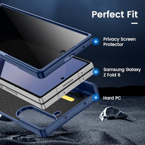 VEGO for Samsung Galaxy Z Fold 6 Case with Privacy Screen Protector Blue - color: Blue