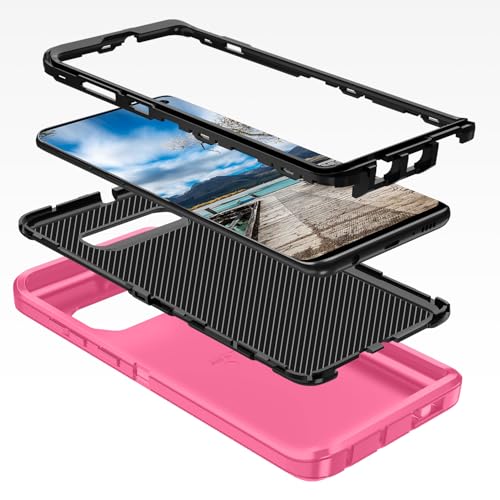 for Galaxy S10 Case,[Without Screen Protector] Heavy Duty Shockproof Dust/Drop Poof 3 Layers Full Bady Protection Rugged Cover for Galaxy S10,Pink/Black - color: Pink/Black