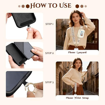 Clip and Go Strap for Phone with Wallet Crossbody,Adjustable Crossbody Cell Belt Detachable Wristlet Wallet for Daily
