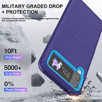 for Galaxy Z Flip 4 Case with Camera Lens Film,Shockproof Protective Phone Case Heavy Duty Full Body Protection Drop Proof Hard Rugged Cover for Samsung Galaxy Z Flip 4 (Dark Blue/Blue) - color: Dark Blue/Blue