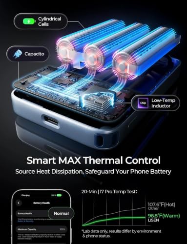 LISEN Magnetic Portable Charger Power Bank for iPhone 10000mAh - color: Ice Blue