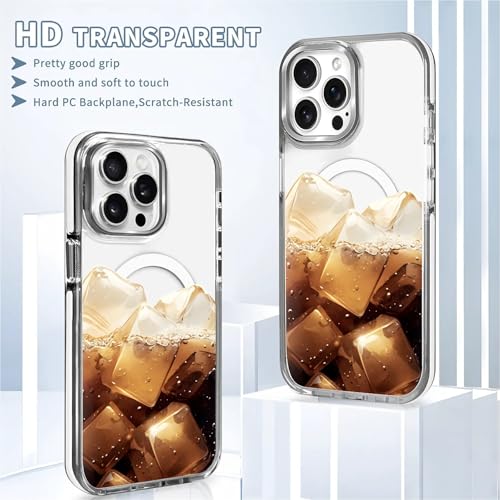 Magnetic Case for iPhone 14 Pro Design On Clear Base, Compatible with MagSafe, Slim Protective Soft TPU Bumper Phone Cover Women Girls Case Brown Ice Drinking - color: Brown Ice Drinking, size: iPhone 14 Pro