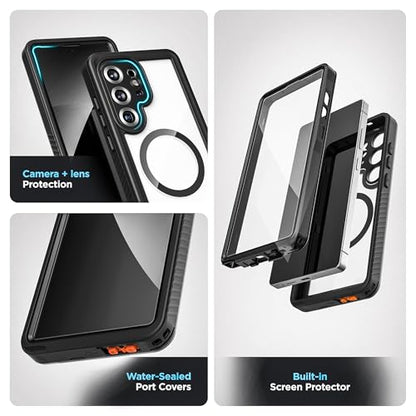 Encased Waterproof Belt Case for Samsung Galaxy S25 Ultra with Holster Clip [Full-Body] 360 Protective Cover with Built-in Screen Protector (IP68, Submersible) - size: S25 Ultra