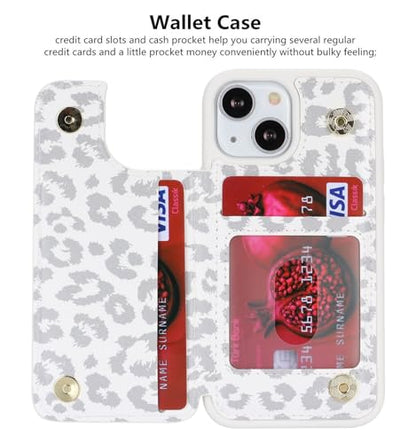 iCoverCase Compatible with iPhone 13 Mini Case with Card Holder, Wallet Phone Case for Women Men RFID Blocking PU Leather Protective Case 5.4 Inch (Gray Leopard) - color: Gray Leopard