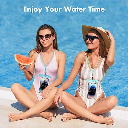 UNBREAKcable Waterproof Phone Pouch-2 Pack IPX8 Waterproof Phone Case for iPhone 16 15 14 13 12 11 Pro Max & Samsung S25 S24-Dry Bag & Travel Essentials for Beach, Pool, Kayak & Cruise-7" Blue+Green - color: Blue + Green