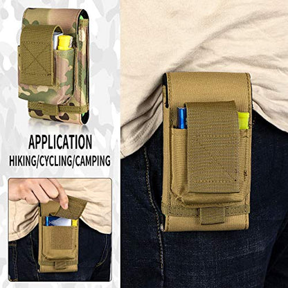Tactical Molle Phone Holster, Compact Waist Belt Pouch with Cigarette Case for iPhone 17 Pro Max/16 Pro Max/15 Pro Max/14 Pro Max/13 Pro Max, Samsung S25/S24/S23/S22 - color: Coyote Brown