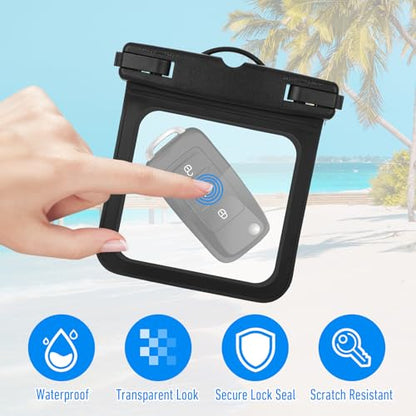 2 Pack Small Waterproof Pouch, Submersible Wallet for Swimming | Waterproof Key Fob Case Floating Keys Holder Pouch Holder for ID Badge Credit Card Money Coins License Water Surfing
