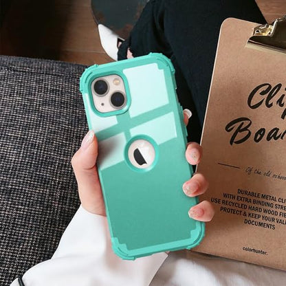IDweel for iPhone 15 Case with Screen Protector,Luxury 3 in 1 Shockproof Slim Fit Hybrid Heavy Duty Protection Glitter Hard PC Cover Soft Silicone Bumper Full Body Case,Glitter Cyan - color: Glitter Cyan