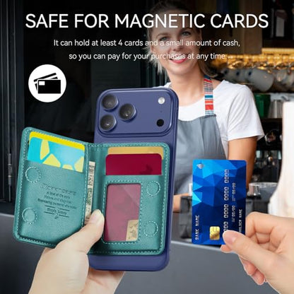 Defencase for Magsafe Wallet Magnetic Card Holder RFID Blocking, Blue Green - color: Fashion Blue Green
