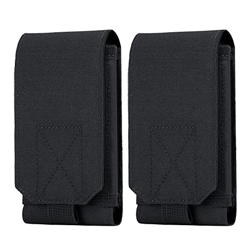 Tactical Molle Phone Holster Pouch, Universal Belt Waist Bag for iPhone 17 Pro Max/17 Pro/17/16 Pro Max/15 Pro Max/14 Pro Max/13/12, Samsung S25 Ultra/S24/S23, Size L - color: Black(2 Pack)