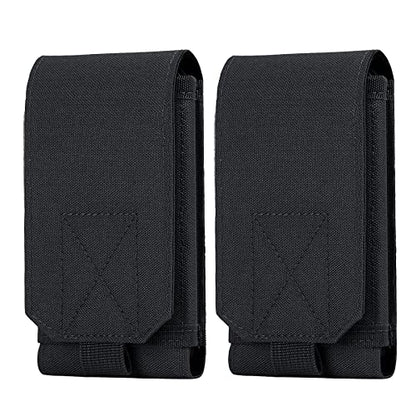 Tactical Molle Phone Holster Pouch, Universal Belt Waist Bag for iPhone 17 Pro Max/17 Pro/17/16 Pro Max/15 Pro Max/14 Pro Max/13/12, Samsung S25 Ultra/S24/S23, Size L - color: Black(2 Pack)