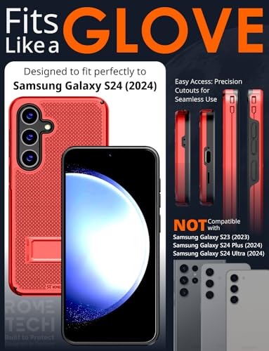 Designed for Samsung Galaxy S24 Case with Belt Clip Holster - Compatible with MagSafe Magnetic Heavy Duty Phone Cover with Kickstand - Red - color: Red, style: Galaxy S24