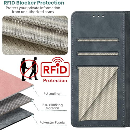Wallet Case for Motorola Moto G Power (2025), Gray Purple | RFID Blocking, Magnetic Closure, Card Holder, Kickstand, Shockproof Flip Cover - color: Gray Purple