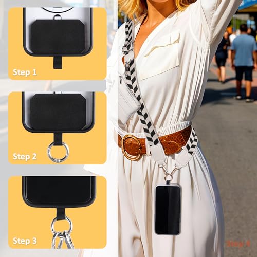 BARGIFTS Clip and Go Strap for Phone with Wallet Crossbody, Cell Phone Lanyard with Zippered Pouch, Adjustable Phone Strap Crossbody with Wallet - color: A-White