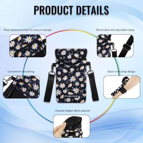 Neoprene Phone Sleeve Pouch Case Bag for Men Women w/Crossbody Strap/Neck Lanyard for iPhone 17/16/15/14 Pro Max, Samsung S25，Pixel 10 - color: Chrysanthemum Cell Phone Sleeves
