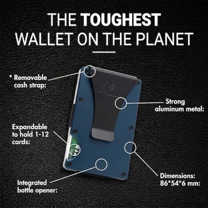 Mountain Voyage Minimalist Wallet for Men - Slim RFID Wallet, Scratch Resistant, Credit Card Holder & Money Clip, Easily Removable Money & Cards (Matte Navy Blue) - color: Matte Navy Blue