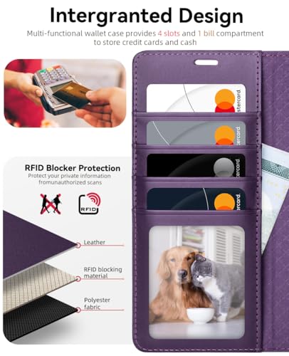OCASE Compatible with Galaxy S25 Ultra Wallet Case, PU Leather Flip Folio Case with Card Holders RFID Blocking Kickstand [Shockproof TPU Inner Shell] Protective Phone Cover 2025, Dark Purple - color: Dark Purple, size: Samsung Galaxy S25 Ultra