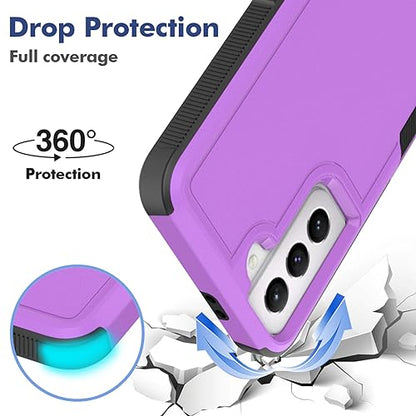 for Samsung Galaxy S21 Case: Dual Layer Protective Heavy Duty Cell Phone Cover Shockproof Rugged with Screen Protector - Military Protection Bumper Tough - Samsung Galaxy S21 5G 2021, 6.2 inch, Purple - color: Purple (PC) + Black (TPU)