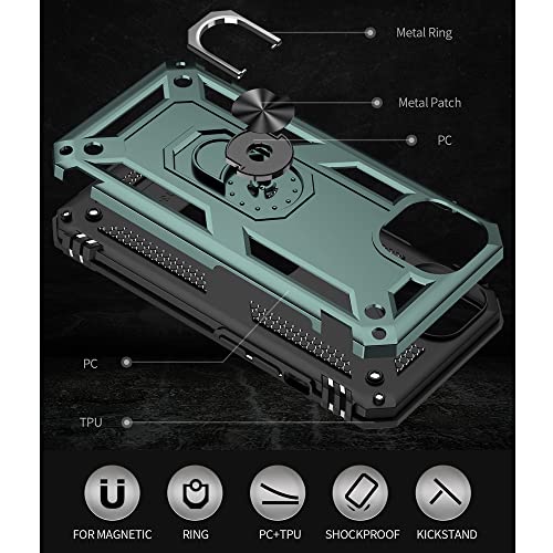 iPhone 13 Case - Military Grade, 16ft Drop Tested, Ring Shockproof, Dark Green - color: Dark Green, size: iphone 13
