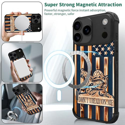 case for iPhone 17 Pro Max,Compatible with Magsafe,All-Round Protection Shockproof Anti-Scratches TPU Case Cover-Dont Tread On Me Wood Grain American Flag - color: Dont tread on me Wood grain American flag, size: IPhone 17 Pro Max