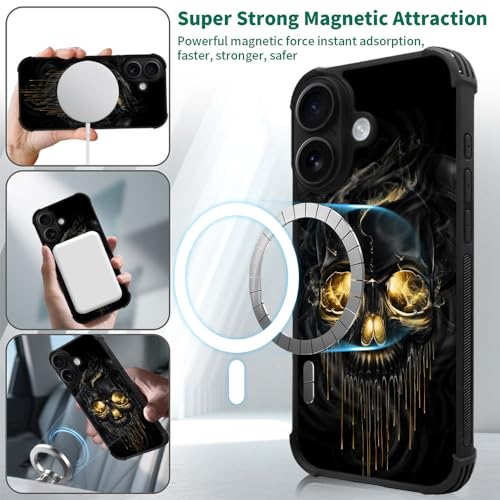 case for iPhone 17,Compatible with Magsafe,All-Round Protection Shockproof Anti-Scratches TPU Case Cover-Gold Black Skull - color: Gold black skull, size: IPhone 17
