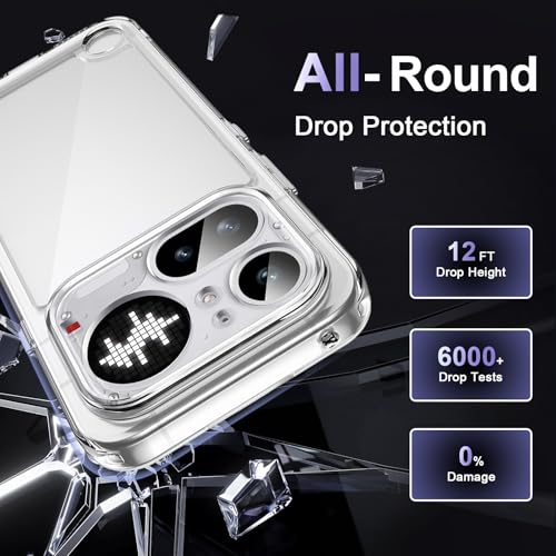 Case for Nothing Phone 4a Pro, Military Grade Drop Protection Phone Case, Yellowing Resistant, Anti-Scratch Hard PC Back, Shockproof Hard Ultra-Thin Protective Cover, Clear - size: Nothing Phone 4a Pro
