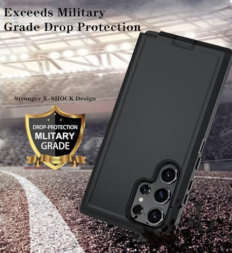 ONOLA Compatible with Samsung Galaxy S24 Ultra Case with HD Screen Protector, Heavy Duty Shockproof & Dropproof 3-Layer Cover Phone Case,Black - color: Black, size: Galaxy S24 Ultra 6.8"