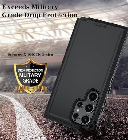 ONOLA Compatible with Samsung Galaxy S24 Ultra Case with HD Screen Protector, Heavy Duty Shockproof & Dropproof 3-Layer Cover Phone Case,Black - color: Black, size: Galaxy S24 Ultra 6.8"