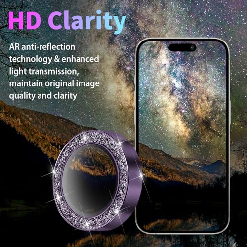 Camera Protector for iPhone 14 Pro/14 Pro Max, Glitter Deep Purple - color: Glitter Deep Purple