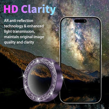 Camera Protector for iPhone 14 Pro/14 Pro Max, Glitter Deep Purple - color: Glitter Deep Purple