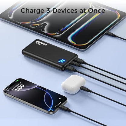 10000mAh Portable Charger 22.5W Ultra Slim Power Bank - color: Black, size: 22.5W