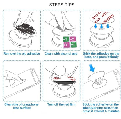 D.SKING 6 Pack Very High Bond Sticky Adhesive [Easy to Peel Off] Replacement Compatible with Socket Mount Base Sticker Pads for Collapsible Grip & Stand (White)