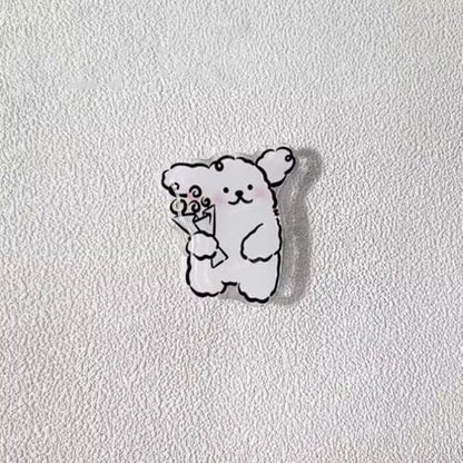 Magnetic Socket Pocket Stand Phone Grip Tok Bracket Korean Cute Cartoon Puppy Grip for iPhone Samsung Xiaomi Ring Finger Holder (E) - color: E