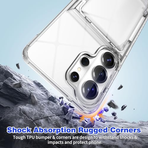 for Samsung S26 Ultra Wallet Case 4 Credit Card ID Holder Clear Flip | Cover for Galaxy S26 Ultra Kickstand Card Holder Slot for Men Women Shockproof Dual Layer TPU Hard Shell Protective Bumper - size: for Galaxy S26 Ultra, 6.9“