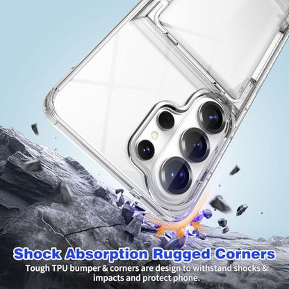 for Samsung S26 Ultra Wallet Case 4 Credit Card ID Holder Clear Flip | Cover for Galaxy S26 Ultra Kickstand Card Holder Slot for Men Women Shockproof Dual Layer TPU Hard Shell Protective Bumper - size: for Galaxy S26 Ultra, 6.9“