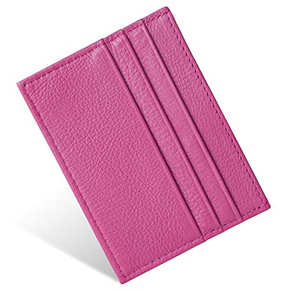 URAQT Leather Wallet, RFID Blocking Minimalist Card Holder, 6 Card Slots & 1 Pocket, Front Pocket Wallets for Men & Women (Rose Red) - color: rose Red