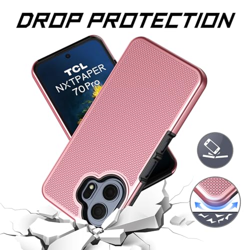 Ailiber for TCL NxtPaper 70 Pro Case, Heavy Duty&Screen Protector-Rose Gold | Elegant Premium Design, Slim PC Back & Soft Silicone Bumper, Stylish Phone Cover for Office Social Occasions and Daily Life - color: Rose Gold